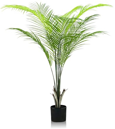 120cm Plantas Artificiales Palmera Areca,GOVIRAYE Árbol Sintético Grande para Interiores, Plantas Falsas Realistas, Hojas Verdes, Bonsái Topiario, Árboles Decorativos para Hogar y Oficina
