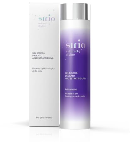Sirio diVine - Gel Doccia Delicato agli Estratti d'Uva 200 ml – Detergente Corpo Naturale con Olio di Vinaccioli e Cellule Staminali Vegetali, per Pelli Sensibili