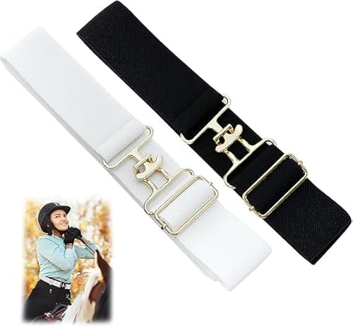 LuSeren 2 Pcs Elastic equestrian belt,1.5 In Stretch Horseback Riding Belt with Buckle, Stretchable Waist Belt Surcingle Buckle Horse Bit Belts for Women Girls