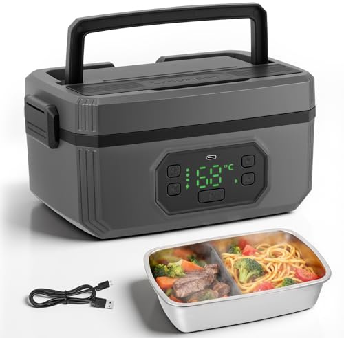Brolteja Lunch Box elettrico, riscaldato per uomini e donne, isolato e auto-riscaldante,Scatola per il pranzo elettrica senza fili per adulti,Scaldavivande Elettrico Portatile,