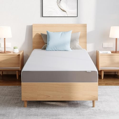 Amazon Basics Soft Plush Feel Memory Foam Mattress, Breathable, 8 Inch, Full, White/Grey