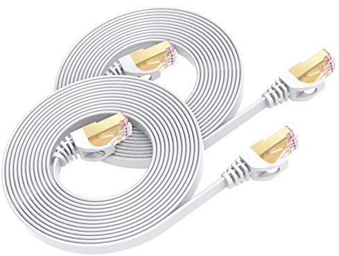 BUSOHE Cat 8 Ethernet Kabel 3 Meter 2-Stück, Hochgeschwindigkeits- Gigabit RJ45 LAN Netzwerkkabel, 40Gbps 2000Mhz Internet Patchkabel Kompatibel mit Router, Modem, PC, Laptop, Drucker (weiß)