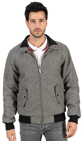 Harrington - Giubbotto con Piede di Gallina, in Lana Pied de Poule L