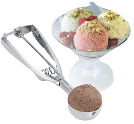 Jadeshay Cucharas de Helado, 4CM Cuchara para Helado Inoxidable Cuchara Bolas de Helado con Disparador,Sacabolas de Helado Fabricante de Bolas de Hielo para Helado, Melón, Albóndigas, Pasteles,Muffin