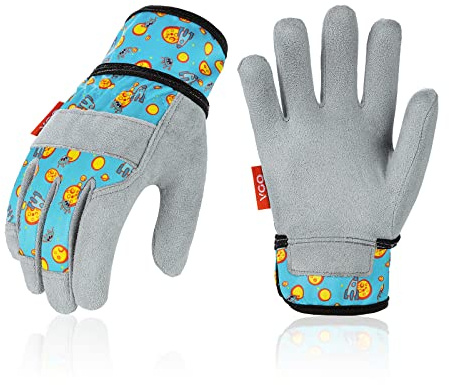 Vgo... 1 par de guantes de jardinería para niños de 3 a 9 años, guantes de trabajo para niños, guantes de seguridad suaves para jugar al aire libre(KID-MF3561)