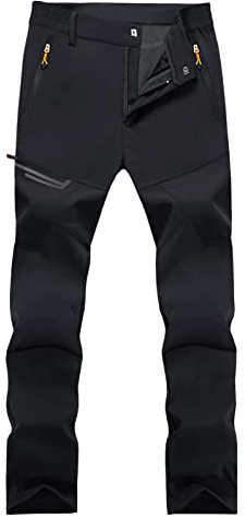 EKLENTSON Men's Trousers Water Resistant Lightweight Mountain Bike Trousers Stretch Quick Dry Trekking Pants for Hiking Black,36