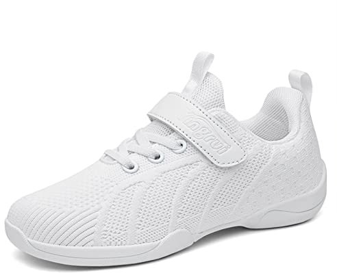 Kvinnor Cheerleading Skor Flickor Cheer Skor Yoga Dansskor Fitness Gymnastik Träningsskor(28 EU, White)