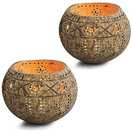 Josenidny Cuenco de cáscara de , portavelas, portavelas de cáscara de hecho a mano para pilar pequeño, cuenco de almacenamiento