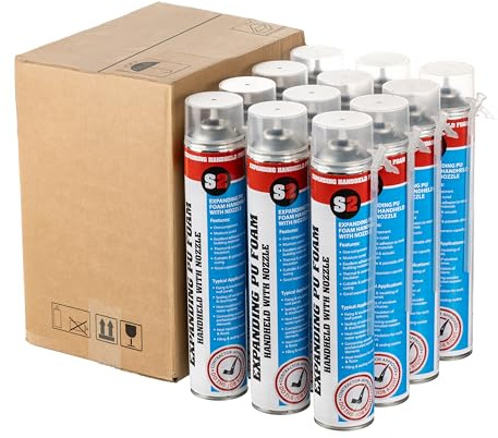 STICK2 Expanding Foam 750ml with Nozzle | One Component Polyurethane Foam for Mounting, Sealing & Insulation | High Expansion Gap Filler (12 Pack)