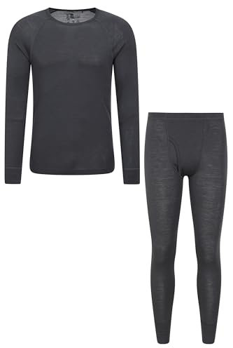 Mountain Warehouse Merino Mens Thermal Top & Pant Set Dark Gre XS