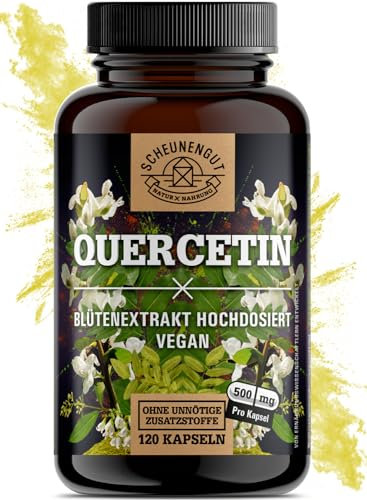 Quercetin Hochdosiert -WICHTIG: 25:1 Extrakt (12500mg reiner japanischer Schnurbaum je Kapsel) I Quercetin 500mg -Laborgeprüft und Vegan- DE SCHEUNENGUT®