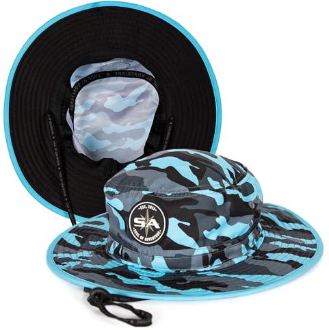 Soul of Adventure Bucket Hat | UV 50+ for Adults | Sun Protection with Adjustable Fit, Moisture-Wicking Fabric | Aqua Military Camo Print