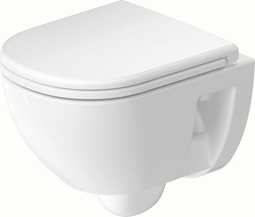Duravit D-Code Wand-WC Compact, Tiefspüler, rimless, 370x480x360mm, Weiß Hochglanz, 2515090000