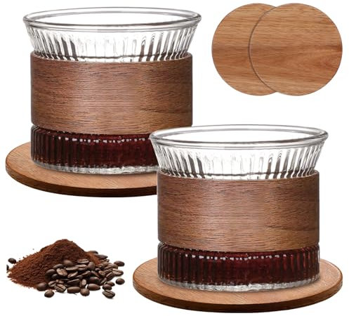 PORFOYO Juego de 2 tazas de espresso, 170 ml, vasos de capuchino, tazas de espresso, vasos de espresso, tazas de café moka, juego de tazas de espresso, tazas de té para té, taza de café expreso para