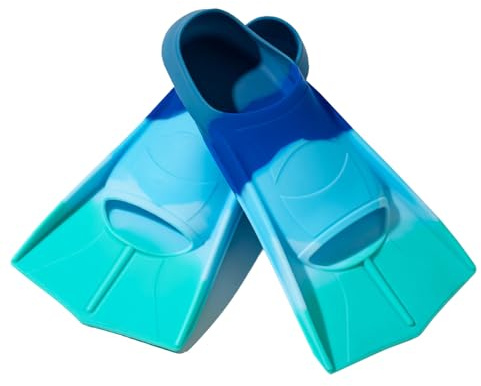 Pinne per bambini, pinne da nuoto per bambini, 100% silicone, pinne corte, per allenamento in acqua libera, snorkeling, immersioni per principianti (blu a cinque colori, S)