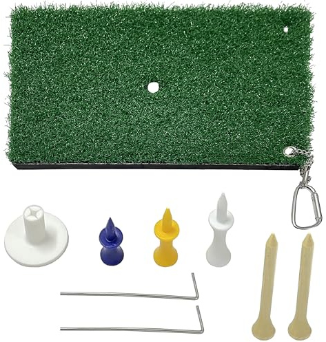 Golf ball mat, practice hitting mat, with rubber tees, realistic grass putting mat 12x8 inches, portable outdoor sports training mat, suitable for indoor and outdoor gardens, backyards, offices, etc.