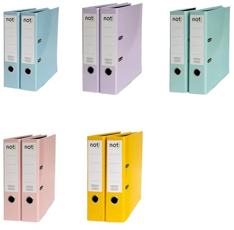 Noti A4 Pastel Colour Lever Arch File Assorted, Box of 10