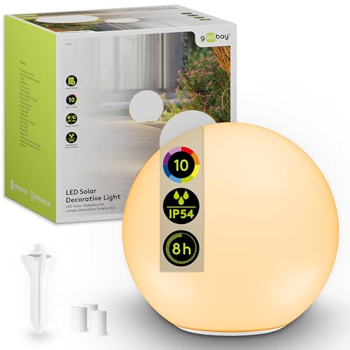 goobay Sfera solare a LED da 35 cm - luminosa RGB per esterni, resisten alle intemperie |Solare edecorativa per terrazza, balcone, giardino | 10 modalità di illuminazione e picchetto da terra