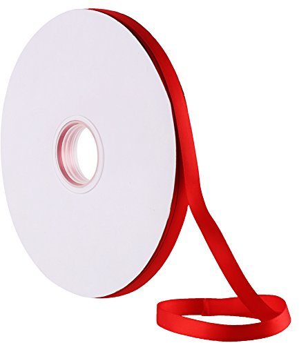 VEYLIN Red Ribbon Roll, 10MM X 100M Crafts Satin Ribbon Thin for Gift Wrapping Wedding Holiday Crafts