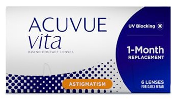 ACUVUE Kontaktlinsen Vita for Astigmatism Monatslinsen weich, 6 Stück / BC 8.6 mm / DIA 14.5 / CYL -0.75 / Achse 180 / -1.25 Dioptrien