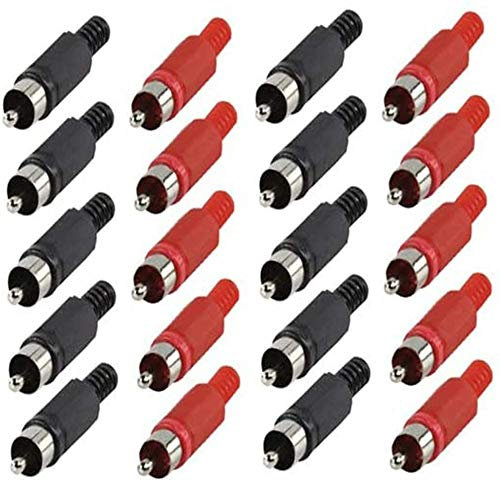 RUNCCI-YUN 30pcs Conector RCA, Adaptador de Audio RCA, Video Clavija Macho RCA, Conectores chasis RCA,RCA Adaptador Soldadura, para Cable, Soldadura