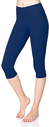 SOFTSAIL Leggings för kvinnor, 3/4-längd, capri, bomull, hög midja, beskurna med magkontroll, yogabyxor för kvinnor, damleggings för sport, träning, gym, träningskläder