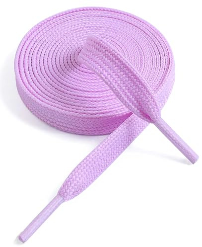 VSUDO 24 Inches Light Purple Fine Weave Flat Shoe Lace for Sneaker, 5/16” Width Flat Sneaker Shoestring, Flat Sneaker Shoelace, Flat Shoe String for Running Athletic Shoes (1 Pair-Light Purple-60CM)