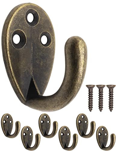Fuxxer 6 Klassische Eisen-Haken, Garderoben-Haken, Kleider-Haken, Bronze