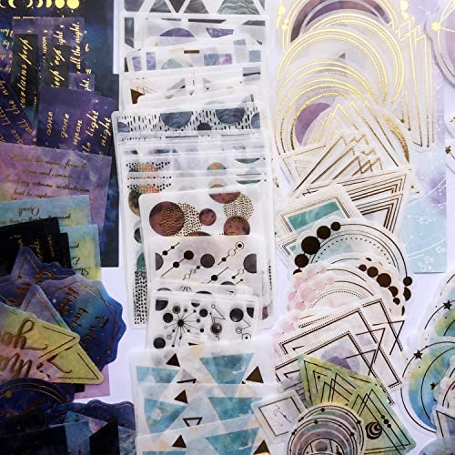 scrapbook zubehör Galaxy Washi Sticker Set 240 Stück für Scrapbooking,Dekorative Aufkleber Set, stickers for bullet Journaling Zubehör,Notebook,Laptop,room decor DIY（ Star geometry ）