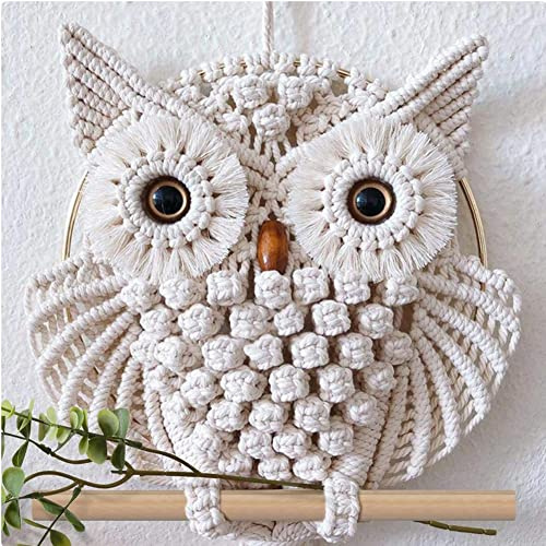 YSGLIFE Gufo Macramè Arazzo da Appendere Alla Parete Macramè Decorazione da Parete Intrecciata Fatta a Mano Boho Ornamento per la Casa Ufficio Soggiorno Camera da Letto Decorazioni Artigianali