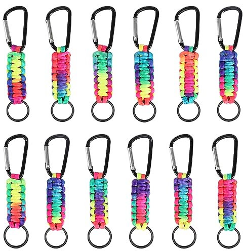 Schlüsselband Karabiner, 12 Stück Schlüsselanhänger Ring Geflochtenes Lanyard Geflochtene Lanyard Ring-Haken-Clip Schlüsselband Clip Schlüsselringe für Männer Frauen