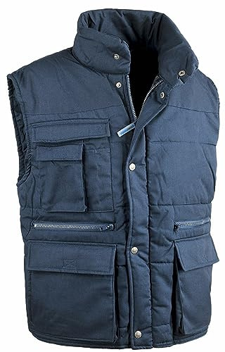 Sottozero Arbetsväst med flera fickor vadderad jacka för män i Antares Bricka fickor, Blå, 3XL