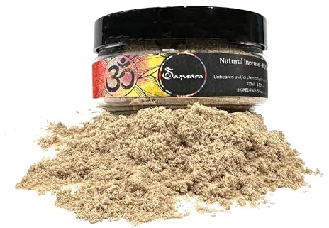 Samsara 100 % naturligt pulverrökelse | Certifierad ursprung, flera användningsområden, parfym, kosmetika | kompatibel för rökelseritningar - återförslutningsbar burk 100 ml (YAGRA)
