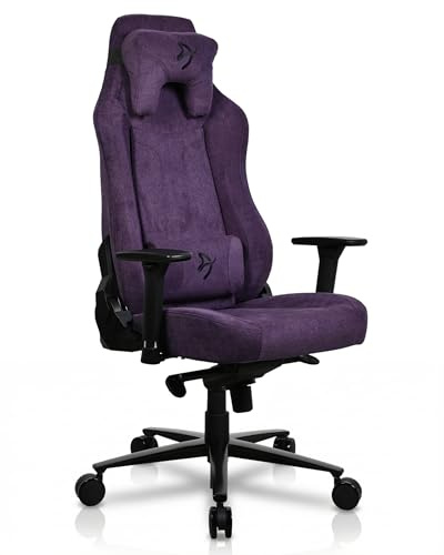 Arozzi Vernazza Chaise Gaming Ergonomique - Tissu Doux, Chaise de Bureau Ajustable, Grand Siège Spacieux avec Coussins de Soutien - Design Suédois pour Bureau à Domicile, Violet