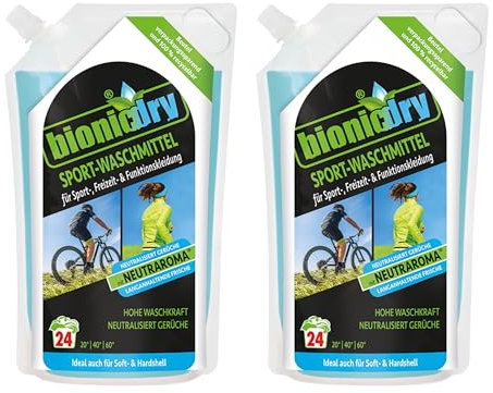 bionicdry Sport-Waschmittel 2er Pack hygienische schonende Reinigung für Outdoor-, Sport- und Funktionskleidung mit Neutraroma® Technologie, für Textilien aus Membran-Gewebe, Fleece und Lycras
