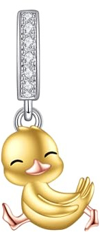URONE Charm-pärla med marsvin/anka/ödla/Opossum/kardinalmotiv för armband sterlingsilver smycken presenter för kvinnor armband halsband, Rostfritt stål, Ingen ädelsten