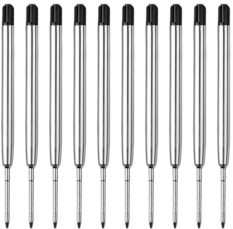 10 Stück Großraumminen für Kugelschreiberminen, Kugelschreiber Ersatzminen für das G2-Format, Kompatible Set Minen, Kugelschreiber Minen, 1,0mm Strichstärke M,Schreibfarbe (Schwarz)
