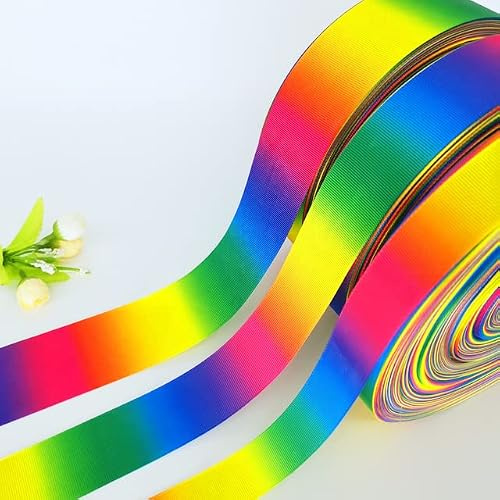 Sömnadsband, band, sömnadsband, satinband, gör-det-själv 5 Yards 25 mm 38 mm 50 mm Regnbågsfärggradering Tryckt Grosgrain Ribbon Hårrosett Festsömnad Glitter Craft (Färg: 12) (Size : 12)