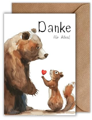 WBdesignz Herzliche Dankkarte mit Umschlag - Danke für Alles!” süße Dankeschönkarte Stilvolle Dankes karte für Freunde Familie Partner Kollegen (DIN A6)