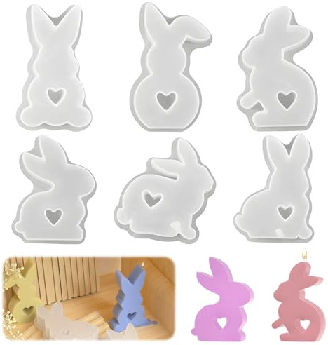 Stampi in silicone per Pasqua,6 pezzi Stampo Coniglio Pasquale Stampi per candele in silicone per Pasqua Stampi In Resina Epossidica Per Realizzare Ornamenti Pasquali
