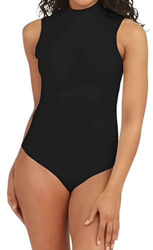 harlogistics Sleeveless Leotard for Women - Stretch Turtle Neck Bodysuit - Dance Workout Fitness Casual Performance Wear - Turtleneck Gym Wear for ladies- Daily Wear Casual Leotards (Black, M-L)