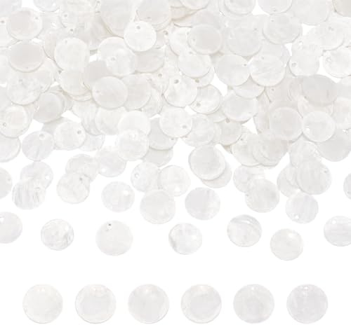 UNICRAFTALE 200 st snäckhänge smyckestillverkning örhängen vindspel | Vit, naturlig, platt rund, 15 mm diameter, 0,5~1 mm tjock, 1,5 mm borrning, för sommarhantverk