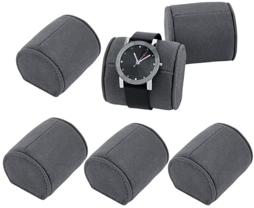 PH PandaHall 6pcs Coussins de Montre 5.4x6x4.8cm Coussin de Présentation de Montres Coussins de Petits Articles Montres Gris Flanelle Présentoirs pour Bracelets de Bijoux, Circonférence 17cm