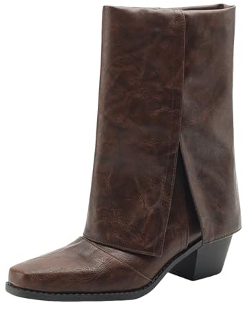 Bottines Femme Bottes Chaudes Femme Chaussures Bottines Chaussure Confortable Cowboy Hiver Botte Caoutchouc Equitation Fourrées Et Boots Cavalieres Pieds Larges Plates Fourrée Mollet Large,38