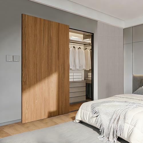 Souyou 36 Concealed Sliding Barn Door Hardware Kit with Soft Close Mechanism - Wall Mount no Floor Track Fits 28-32 Opening Width Hidden Barn Door Hardware Kit (Door not Included)