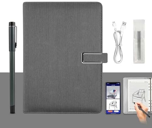 Ensemble d'écriture intelligent alimenté par XNote-AI, avec synchronisation en temps réel et Bluetooth 5.0, carnet numérique, pour écrire et dessiner, carnet intelligent réutilisable(Gray)