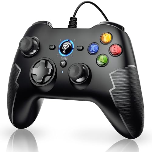 EasySMX Gamepad per PC, Controller PC Gaming Cablato da 2M, Alta Sensibilità e Doppia Vibrazione, Turbo, Joystick PC con Design Antiscivolo per PS3, Steam, Windows, Vista, TV Box, Telefoni Android