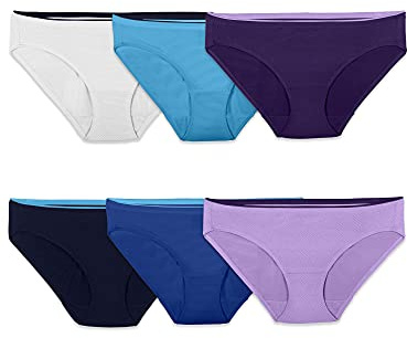 Fruit Of The Loom Womens Breathable Underwear, Moisture Wicking Keeps You Cool & Comfortable, Available Plus Size Bikini Style, Micro Mesh - Bikini - 6 Pack - Colors May Vary, 7 US