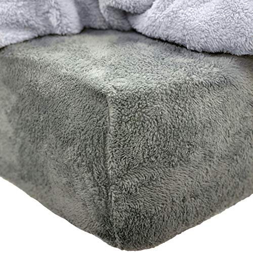 Brentfords Teddy Fleece Fitted Bed Sheet Plain Thermal Warm Soft Luxury Bedding, Charcoal Grey - Super King