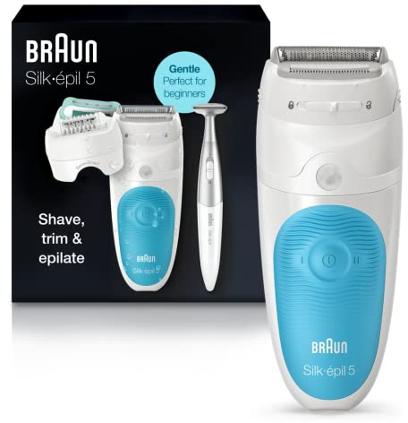 Braun Epilator Silk-épil 5 5-810, Hair Removal Device, Epilator for Women, Shaver & Bikini Trimmer, Cordless, Rechargeable, Wet & Dry, Holiday Gifts for Women
